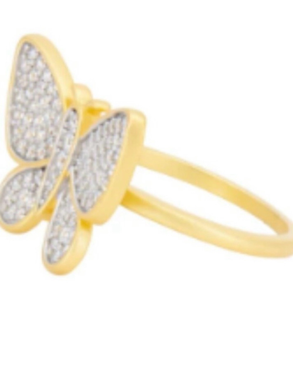 Freida Rothman 14k Gold & Platinum Rhodium Matte Finish silver core Butterfly CZ